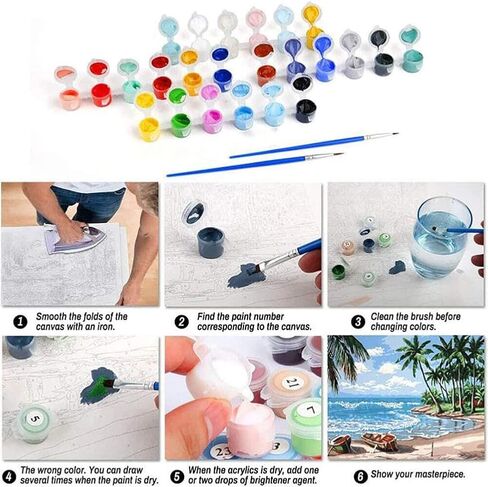 cdjlddww 4 Pack Framed Paint by Numbers Kit for Adults & Beginners, Cute Sea Animals DIY Paint by Number Kit with Framed Canvas Oil Painting for Wall Decor Present 8x8 inch in Saudi Arabia