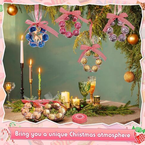 Dunzoom 100 Sets 2 x 24 Christmas Cellophane Treat Bags Candy Lei Making Kit with Ribbon Candy Loop Candy Lei Tubing and 3.5" Twist Tie for Christmas Party Favors, Candy Wrapping Gifts(Black) in Saudi Arabia