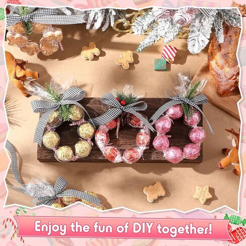 Dunzoom 100 Sets 2 x 24 Christmas Cellophane Treat Bags Candy Lei Making Kit with Ribbon Candy Loop Candy Lei Tubing and 3.5" Twist Tie for Christmas Party Favors, Candy Wrapping Gifts(Black) in Saudi Arabia