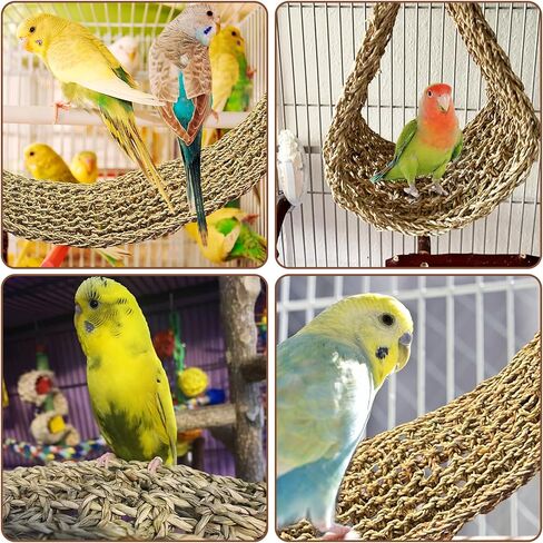 kathson 2 Pcs 39 x 7 Inches Large Bird Seagrass Mat, Bird Hammock for cage，Bird Seagrass Woven net，Climbing Rope Ladder with Hooks, Chew Toys for Pigeon Cockatiel Conure Budgie Cockatoo Rat Hamster in Saudi Arabia