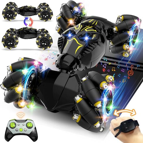 Remote Control Stunt Car Toys: Christmas Birthday Gifts for Boys Toys Ages 6-12 - 2.4Ghz Gesture Sensing Remote Control Cars with Light and Music Spray - 8WD Drift 360° Rotating RC Car for 7-14 Kids in Saudi Arabia