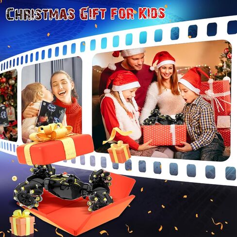 Remote Control Stunt Car Toys: Christmas Birthday Gifts for Boys Toys Ages 6-12 - 2.4Ghz Gesture Sensing Remote Control Cars with Light and Music Spray - 8WD Drift 360° Rotating RC Car for 7-14 Kids in Saudi Arabia