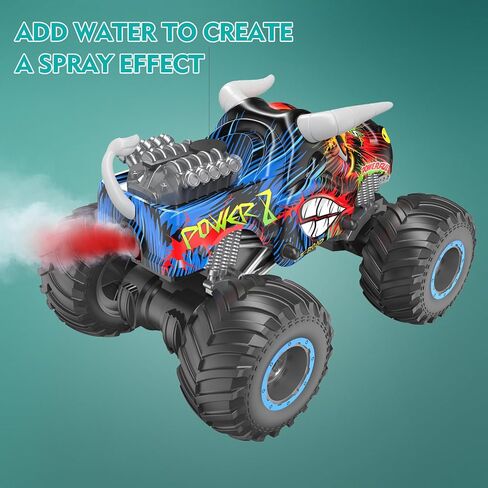 Remote Control Monster Truck, 2.4GHz All Terrain Remote Control Monster Cars, 1:16 Monster Truck RC Trucks, Remote Monster Car with Spray Music and Light for Boys 4-7 8-12 Kids in Saudi Arabia