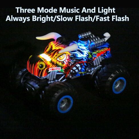 Remote Control Monster Truck, 2.4GHz All Terrain Remote Control Monster Cars, 1:16 Monster Truck RC Trucks, Remote Monster Car with Spray Music and Light for Boys 4-7 8-12 Kids in Saudi Arabia
