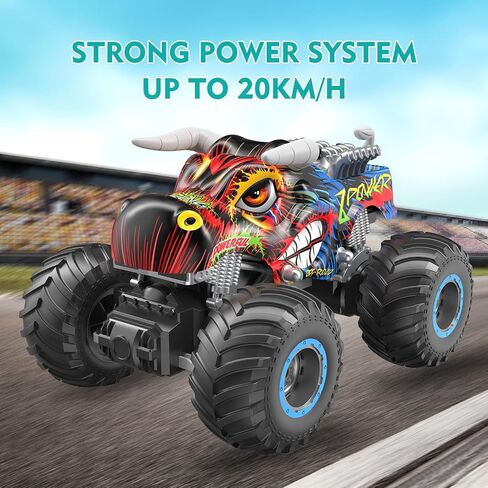 Remote Control Monster Truck, 2.4GHz All Terrain Remote Control Monster Cars, 1:16 Monster Truck RC Trucks, Remote Monster Car with Spray Music and Light for Boys 4-7 8-12 Kids in Saudi Arabia