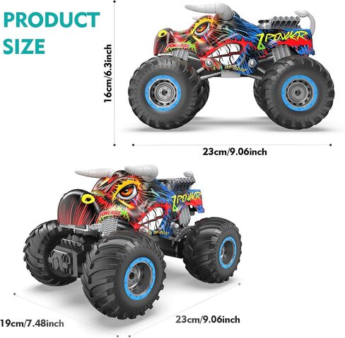 Remote Control Monster Truck, 2.4GHz All Terrain Remote Control Monster Cars, 1:16 Monster Truck RC Trucks, Remote Monster Car with Spray Music and Light for Boys 4-7 8-12 Kids in Saudi Arabia