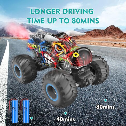 Remote Control Monster Truck, 2.4GHz All Terrain Remote Control Monster Cars, 1:16 Monster Truck RC Trucks, Remote Monster Car with Spray Music and Light for Boys 4-7 8-12 Kids in Saudi Arabia