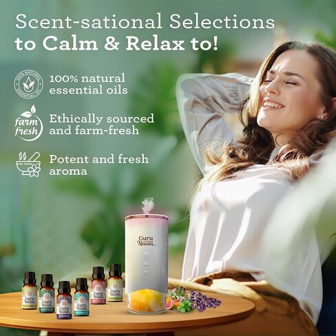 GuruNanda Essential Oils Set for Diffusers, 100% Pure, Aromatherapy, Massage, Candle & Soap Making Lavender, Peppermint, Eucalyptus, Grapefruit, Lemongrass, Ylang Ylang 0.33 Fl Oz (Pack of 6) in Saudi Arabia