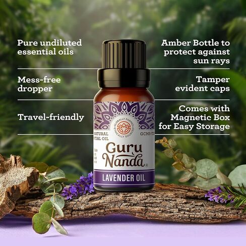 GuruNanda Essential Oils Set for Diffusers, 100% Pure, Aromatherapy, Massage, Candle & Soap Making Lavender, Peppermint, Eucalyptus, Grapefruit, Lemongrass, Ylang Ylang 0.33 Fl Oz (Pack of 6) in Saudi Arabia