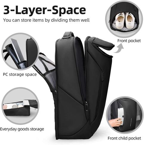 Muzee Business Backpack for Men Waterproof and Travel Laptop Backpack with USB Charging, Fits 17 Inch Laptop and Tech Gear in Saudi Arabia