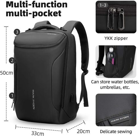 Muzee Business Backpack for Men Waterproof and Travel Laptop Backpack with USB Charging, Fits 17 Inch Laptop and Tech Gear in Saudi Arabia