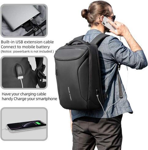 Muzee Business Backpack for Men Waterproof and Travel Laptop Backpack with USB Charging, Fits 17 Inch Laptop and Tech Gear in Saudi Arabia