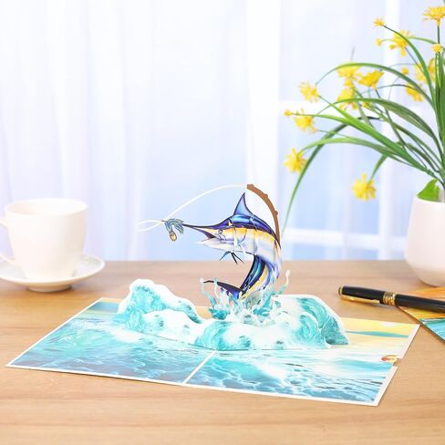 Bass Fishing Pop Up Fathers Day Card for Men, 3D Fishing Birthday Card For Dad, Husband, Brother, Son, Grandpa, Fisherman Gift, All-Occasion Father's Day, Birthday, Outdoor, Thank You, Retirement in Saudi Arabia