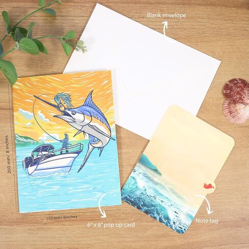 Bass Fishing Pop Up Fathers Day Card for Men, 3D Fishing Birthday Card For Dad, Husband, Brother, Son, Grandpa, Fisherman Gift, All-Occasion Father's Day, Birthday, Outdoor, Thank You, Retirement in Saudi Arabia