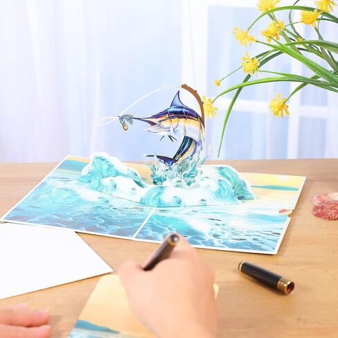Bass Fishing Pop Up Fathers Day Card for Men, 3D Fishing Birthday Card For Dad, Husband, Brother, Son, Grandpa, Fisherman Gift, All-Occasion Father's Day, Birthday, Outdoor, Thank You, Retirement in Saudi Arabia