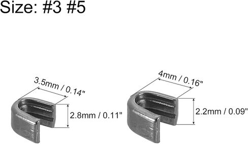 uxcell 80Pcs Zipper Slider Retainers - #3#5 U Shape Top Stoppers for Bags Coats Jackets Closed-end Zippers Replacing, Metallic Black(Each Size 40Pcs) in Saudi Arabia