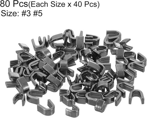 uxcell 80Pcs Zipper Slider Retainers - #3#5 U Shape Top Stoppers for Bags Coats Jackets Closed-end Zippers Replacing, Metallic Black(Each Size 40Pcs) in Saudi Arabia