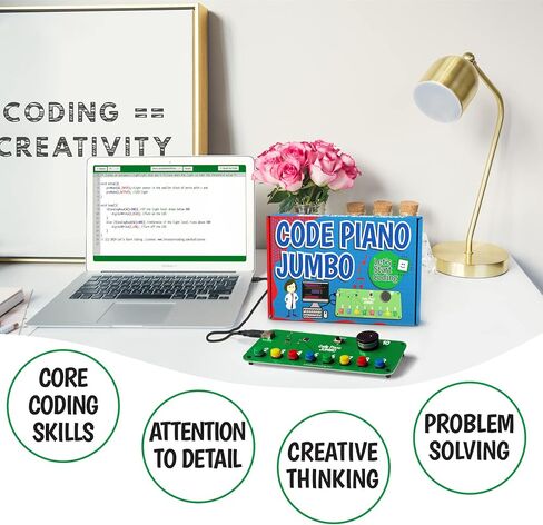 Code Piano STEM Coding Toy for Kids 8-12+ and Teens. Learn Real C++ Coding Skills. Includes 40+ Online Projects & Songs in Block and Typed Programming. Boys & Girls Create Songs & Sound Effects. in Kuwait