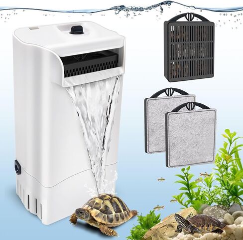 Turtle Tank Filter 8W 560L/H Adjustable Water Flow, Aquarium Filter for Low Water Level Tank, Turtle Filter Quiet Waterfall Fish Tank Filter for 10-30 GAL. (Black) in Saudi Arabia