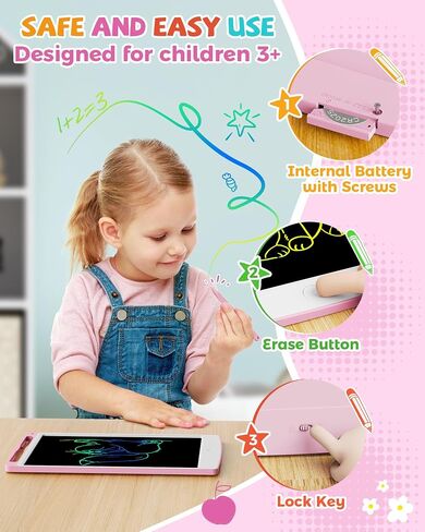 10 Inch LCD Writing Tablet, Colorful Toddlers Drawing Tablet and Doodle Board, Educational Learning Kids Toys Birthday Gifts for 3-8 Year Old Kids Girls Boys in Saudi Arabia