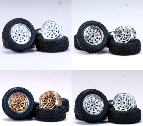 1/64 Wheels and Tires for Off-Road Vehicles,Upgraded Mainline Cast Model Car,Diameter is 0.57in,Series YE 4 Sets/Pack, ABS Wheels with Rubber Tires Rivet Shaft Metal Rims(YE-D) in Kuwait