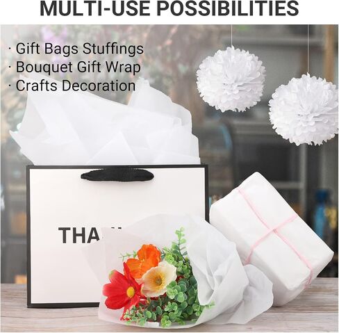 Segarty White Tissue Paper Bulk, 500 Sheets 14 x 20 inch Packaging Tissue Paper for Gift Bags, Gift Wrapping Paper, Shipping Clothes, Business, Packing, DIY Crafts, Birthday Wedding Decorations in Saudi Arabia
