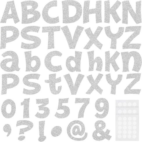 Colarr 216 Pcs Glitter Bulletin Board Letters for Classroom Numbers Alphabet Poster Board Letters with Adhesive Dots Punctuation Symbols Cutout Bulletin Board Display School Decor (Silver,4 Inch) in Saudi Arabia