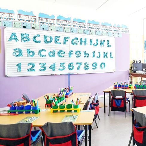 Colarr 216 Pcs Glitter Bulletin Board Letters for Classroom Numbers Alphabet Poster Board Letters with Adhesive Dots Punctuation Symbols Cutout Bulletin Board Display School Decor (Silver,4 Inch) in Saudi Arabia