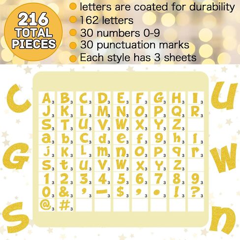 Colarr 216 Pcs Glitter Bulletin Board Letters for Classroom Numbers Alphabet Poster Board Letters with Adhesive Dots Punctuation Symbols Cutout Bulletin Board Display School Decor (Silver,4 Inch) in Saudi Arabia