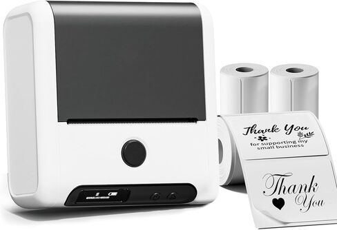 صانع ملصقات Memoking M200، طابعة ملصقات محمولة تعمل بالبلوتوث مع خاصية التعرف التلقائي، سهلة الاستخدام للمنزل والعمل والمكتب وطابعة ملصقات مع ملصق/لفة مقاس 2 × 1.18 بوصة (أبيض)، 3 ملصقات رول in Kuwait