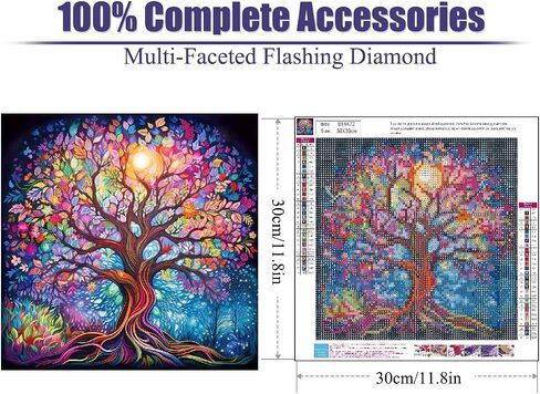 BOHADIY DIY 5D الماس مجموعات الطلاء للبالغين الماس الفن شجرة الحياة الماس اللوحة الحفر الكامل كريستال حجر الراين 5D DIY الماس مجموعات الفن التطريز الحرفية لهدايا ديكور الحائط المنزل، 12 بوصة in Saudi Arabia