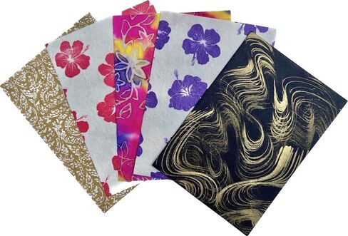 Handmade A4 Thick Natural Fiber MulberryTree Mulberry Paper Sheets, Painting, Writing Handmade Paper, Decorative Paper, Card Making Paper DIY Craft, 20pcs (Variety Textured Paper Patterns) in Kuwait