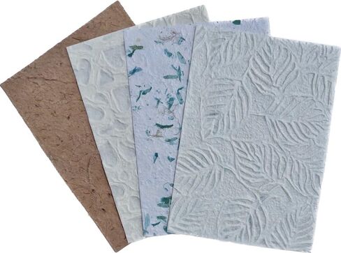 Handmade A4 Thick Natural Fiber MulberryTree Mulberry Paper Sheets, Painting, Writing Handmade Paper, Decorative Paper, Card Making Paper DIY Craft, 20pcs (Variety Textured Paper Patterns) in Kuwait