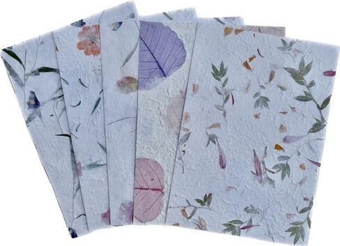 Handmade A4 Thick Natural Fiber MulberryTree Mulberry Paper Sheets, Painting, Writing Handmade Paper, Decorative Paper, Card Making Paper DIY Craft, 20pcs (Variety Textured Paper Patterns) in Kuwait