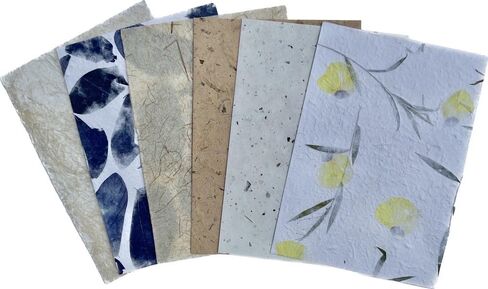 Handmade A4 Thick Natural Fiber MulberryTree Mulberry Paper Sheets, Painting, Writing Handmade Paper, Decorative Paper, Card Making Paper DIY Craft, 20pcs (Variety Textured Paper Patterns) in Kuwait