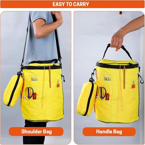 Knitting Bag Yarn Storage, Crochet Bag Organizer, Yarn Bag and Crochet Tote, Durable Knitting Bag for Crochet Hooks Needles Knitting Kit for Beginners (Yellow) in Saudi Arabia