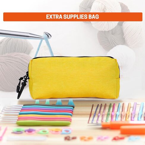 Knitting Bag Yarn Storage, Crochet Bag Organizer, Yarn Bag and Crochet Tote, Durable Knitting Bag for Crochet Hooks Needles Knitting Kit for Beginners (Yellow) in Saudi Arabia