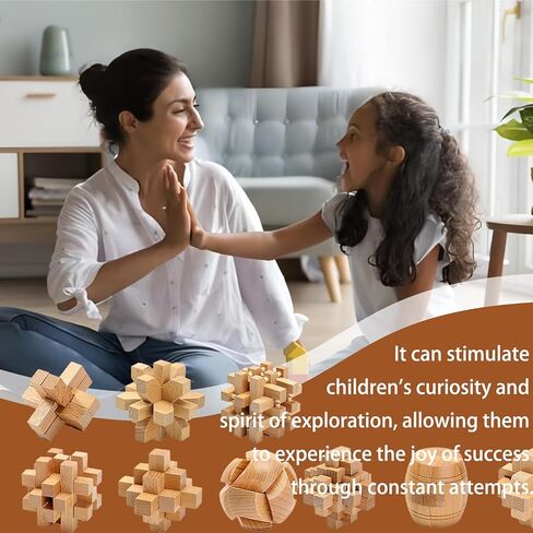 6pcs Wooden Brain Teaser Puzzles, Interlocking Games for IQ Test, Intellectual 3D Assembling Educational Toy Set for Teens and Adults (6 Puzzle Set#E05) in Kuwait