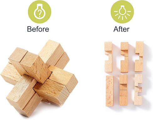 6pcs Wooden Brain Teaser Puzzles, Interlocking Games for IQ Test, Intellectual 3D Assembling Educational Toy Set for Teens and Adults (6 Puzzle Set#E05) in Kuwait
