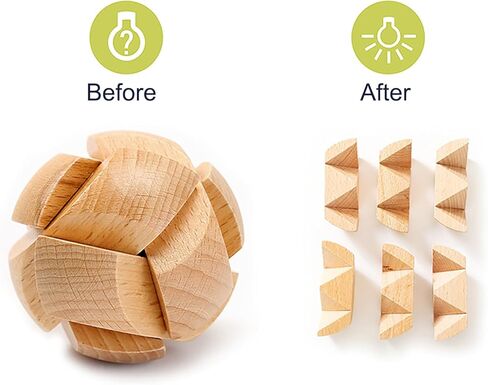 6pcs Wooden Brain Teaser Puzzles, Interlocking Games for IQ Test, Intellectual 3D Assembling Educational Toy Set for Teens and Adults (6 Puzzle Set#E05) in Kuwait