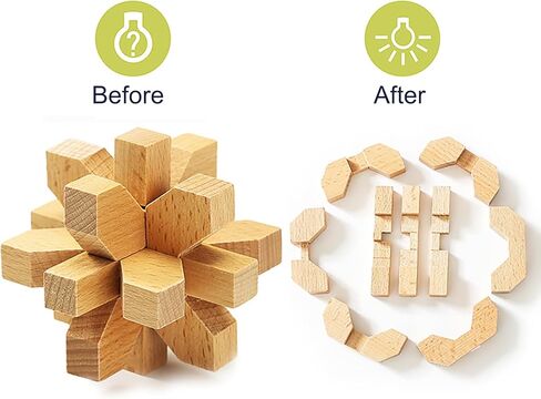 6pcs Wooden Brain Teaser Puzzles, Interlocking Games for IQ Test, Intellectual 3D Assembling Educational Toy Set for Teens and Adults (6 Puzzle Set#E05) in Kuwait