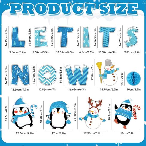 53PCS 3D Winter Honeycomb Bulletin Board Snowflake Penguin Bulletin Board Set Christmas Party Supply Snowman Bulletin Board Let it Snow Paper Cutouts with School Classroom Wall Decor in Saudi Arabia