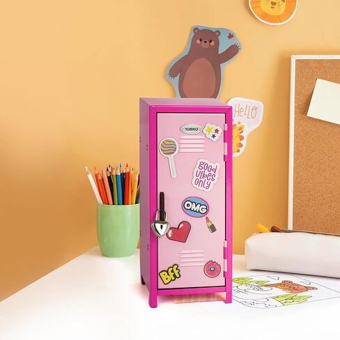 خزائن حديدية صغيرة، خزانة نقاش للفتيات مع قفل، خزانة صندوق آمن وظيفية مع مغناطيس، خزانة تخزين مصغرة للمكتب وغرفة النوم والمنزل والمكتب والمدرسة، خزانة معدنية صغيرة للأطفال، أصفر وأخضر in Kuwait