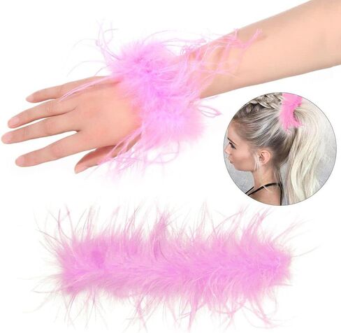 Women's Feather Cuff Wrist Sleeves Bracelets Watch Patting Circle Slap Ring Bangle for Wrist Hair Accessory Party Costume in Kuwait