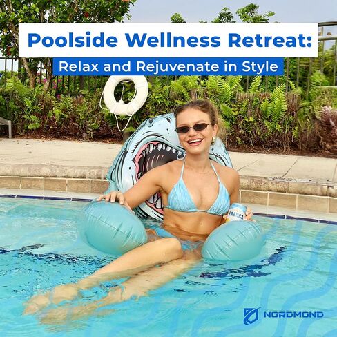 Shark Pool Float Chair - Inflatable Shark Pool Float Adults Kids with Cupholders - Animal Pool Floats Perfect for Swimming Pool Tubes, Beach - Cool Pool Floats for Pool Party in Saudi Arabia