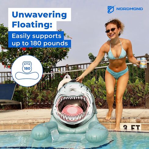 Shark Pool Float Chair - Inflatable Shark Pool Float Adults Kids with Cupholders - Animal Pool Floats Perfect for Swimming Pool Tubes, Beach - Cool Pool Floats for Pool Party in Saudi Arabia