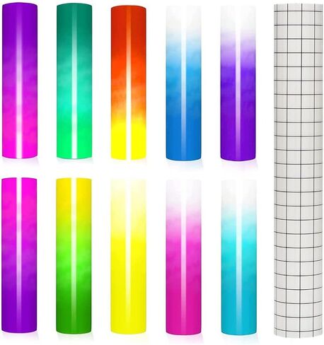 ورقة فينيل لـ Cricut، فينيل متغير اللون 10 عبوات، 12 × 10 بوصة، فينيل متغير اللون حساس بارد وساخن لألواح الفينيل الدائمة اللاصقة لقطع الحرف اليدوية in Saudi Arabia