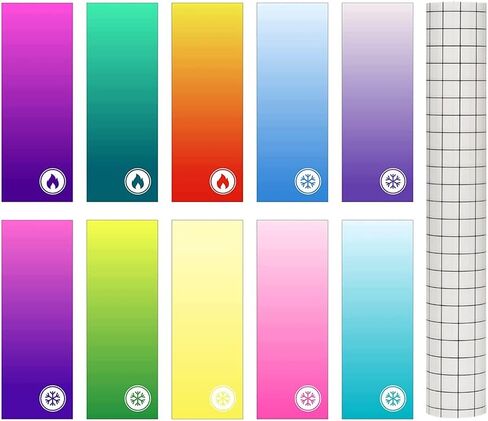 ورقة فينيل لـ Cricut، فينيل متغير اللون 10 عبوات، 12 × 10 بوصة، فينيل متغير اللون حساس بارد وساخن لألواح الفينيل الدائمة اللاصقة لقطع الحرف اليدوية in Saudi Arabia