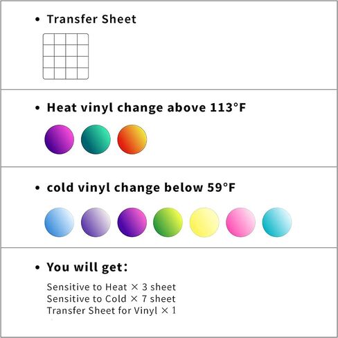 ورقة فينيل لـ Cricut، فينيل متغير اللون 10 عبوات، 12 × 10 بوصة، فينيل متغير اللون حساس بارد وساخن لألواح الفينيل الدائمة اللاصقة لقطع الحرف اليدوية in Saudi Arabia