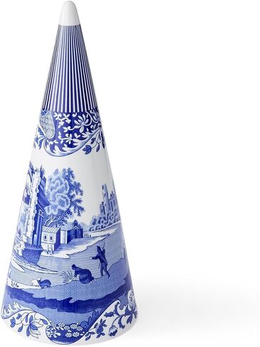 Spode Blue Italian Cone Shaped Topiary | Topiary for Home Décor with Iconic Blue Italian Motif | Made of Fine Porcelain (13") in Saudi Arabia